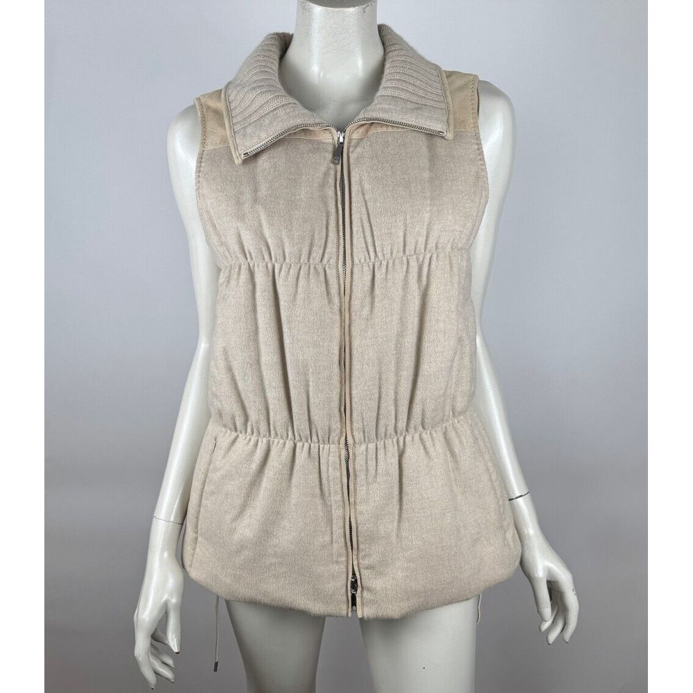 Lafayette 148 NY Loro Piana Cashmere Leather Vest Jacket Women M Insulated